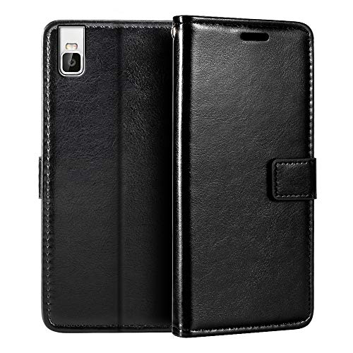 Shantime Étui Cuir Compatible avec Huawei Shot X, Design Affaires Rabat Magnétique avec 3 Fentes Cartes, Photo et Poche Cachée(Noir)