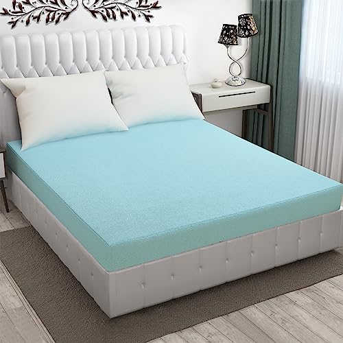 Image of Dream King Luxury Being Terry Cloth Fitted Mattress Protector Single Bed | Waterproof Ultra Soft Mattress Cover | Hypoallergenic Bed Cover 72X72 inch (Sky Blue)