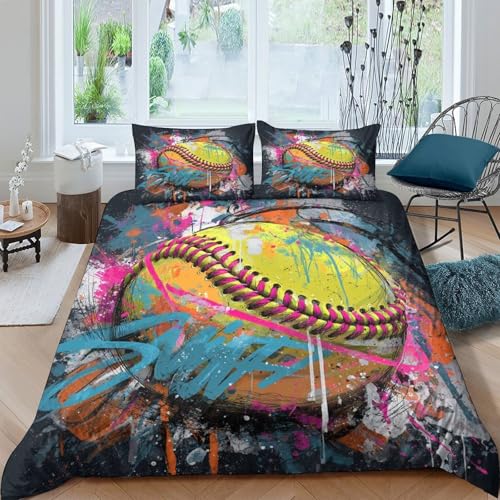 Housse de couette softball hypoallergique en microfibre douce 3D - 4