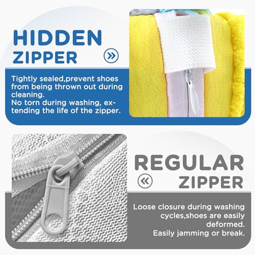 MOMENT Large Shoe Washing Machine Bag – Extra Thick Laundry Shoe Bag for Washer and Dryer, 360° Deep Clean Shoes Laundry Bag, Reusable Shoe Bag for Sneaker washing machine bags, Yellow