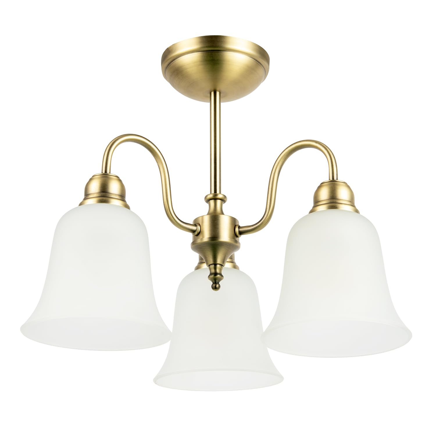 Happy Homewares Light Classic And Ornate Aged Brass Ceiling Fitting With Glass Shades