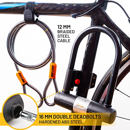 Bike U-Lock - Sigtuna Bike Lock Heavy Duty Anti-Theft With 4Ft/1.2M Cable, Bicycle U-Lock With Sturdy Mounting Bracket For Mountain Bikes, Ebikes, Scooters #TOP3