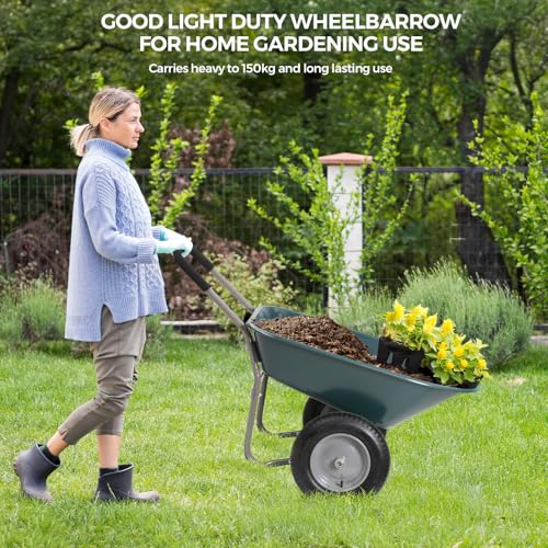 Panana Heavy Duty Garden Trolley 85L Barrow Cart Wagon with Pneumatic Tires, 150kg Capacity Yard Utility Cart for Farm, Landscaping, Patio, and Home Use, Steel Frame with Comfortable Handle 7 Panana Heavy Duty Garden Trolley 85L Barrow Cart Wagon with Pneumatic Tires, 150kg Capacity Yard Utility Cart for Farm, Landscaping, Patio, and Home Use, Steel Frame with Comfortable Handle - Image 7