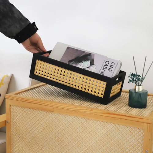 Wood-Storage-Basket-Small-Rattan-Storage-Box-with-Handles-for-Shelf-Office-Desk Wood Storage Basket Small Rattan Storage Box with Handles for Shelf Office Desk