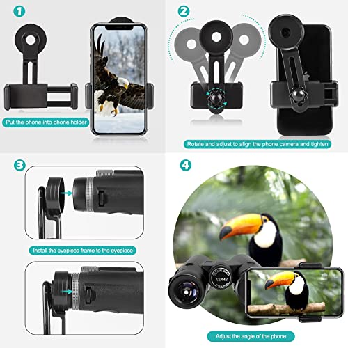 Ubeesize 12X42 Hd Binoculars For Adults With Upgraded Phone Adapter, Professional Binoculars With Clear Low Light Vision, Waterproof Binoculars For Bird Watching, Hunting, Travel And Outdoor Sports #TOP5