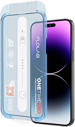 FLOLAB NanoArmour ONETIME PRO - Protector de pantalla de privacidad antirreflectante para iPhone 14 Pro Max, el mejor vidrio templado para iPhone,