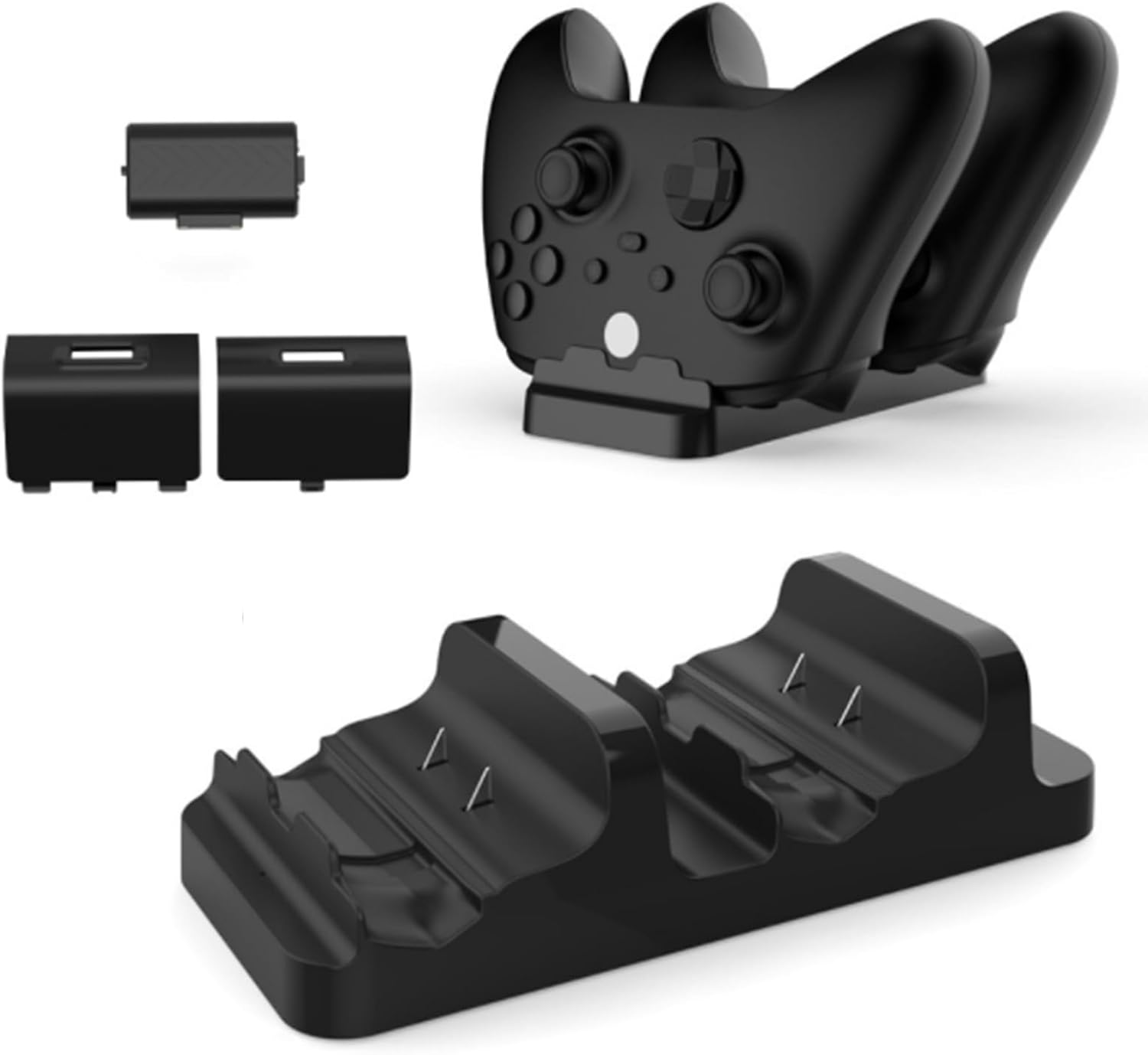 Controller Charger Station with 2 Batteries and 4 Battery Cover for Xbox Series X|S/Xbox One/Xbox One S/X/Elite Controllers Controller Batteries