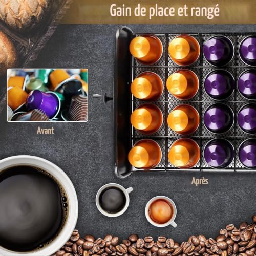 Porte Capsules BARAKYEG Tiroirs à Capsules de café Organisateur Support à capsules à café 40 Pcs,Tiroir en maille de Plateau Rangement Stockag e Pour Machine à Café de Dosettes de Café pour – vue 2
