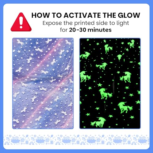 Image of Famyo Unicorn Glow Blanket for Gifting for Kids | Birthday Gift for 0-15 yrs | AC Blanket for Children | Return Gifts, Party Favour | Perfect for Gifting for Niece /Nephew /Son /Daughter (Purple)