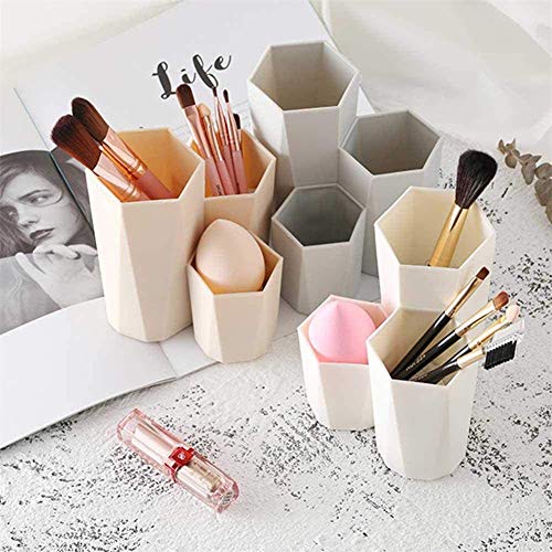 Porte-crayon De Stockage De Brosse De Maquillage D'hexagone, Seau Rangé De Fournitures De Bureau (Blanc) Cover