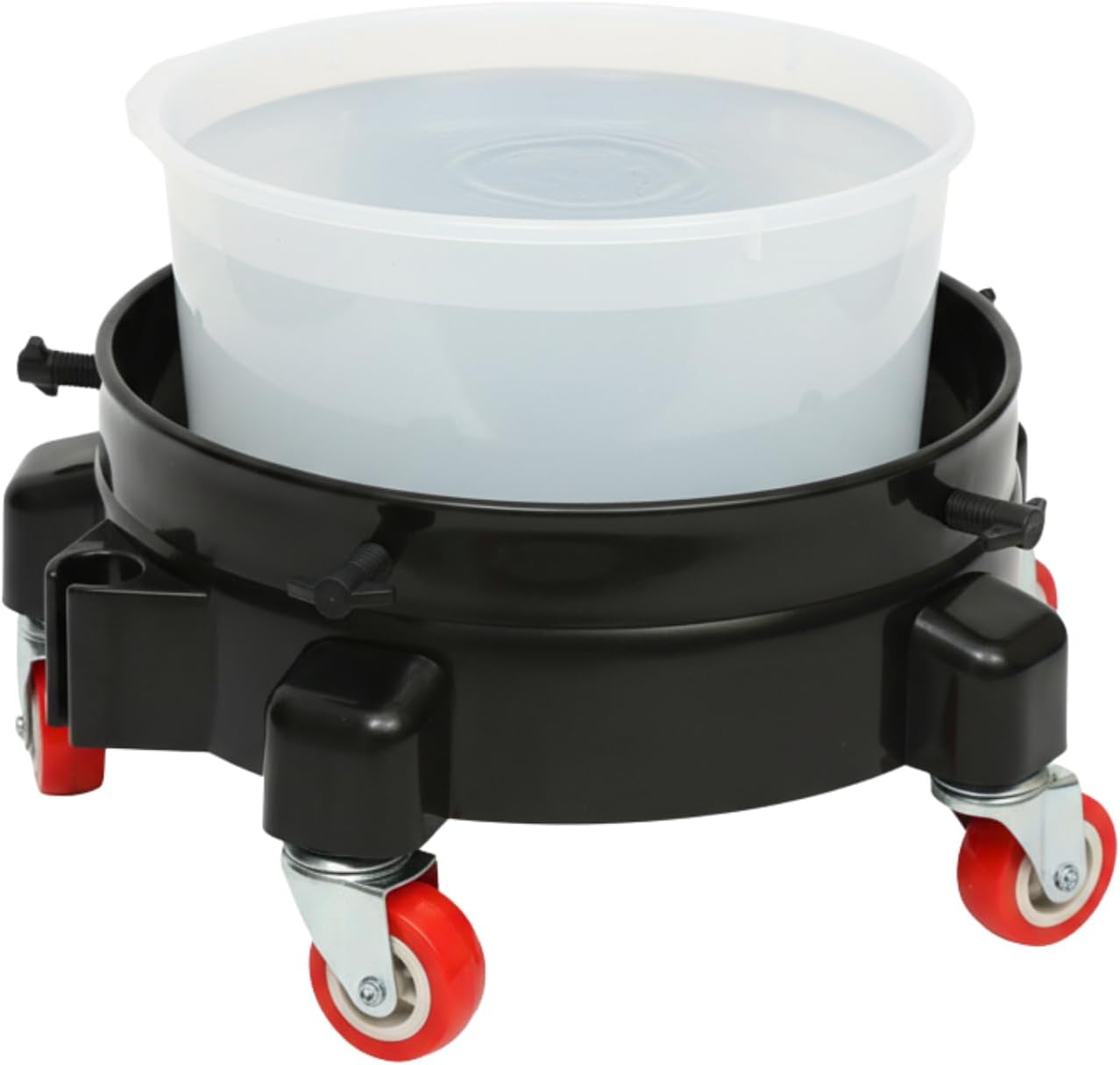 5 Gallon Bucket Dolly, Car Wash Bucket Mobile Base with 5 Swivel Wheels, 300LB Capacity Rolling Pail Stand 360° Rolling Caddy for Cleaning Gardening (Black)