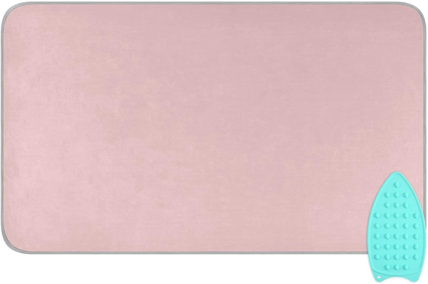 YETTASBIN Pink Solid Color Ironing Mat with Silicone Iron Rest Pad, Portable Travel Ironing Blanket Heat Resistant Ironing Board Cover for Washer Dryer Table Top, 47.2 x 27.6 Inch
