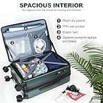KROSER Carry On Luggage with Spinner Wheels & Built-in TSA Lock, Expandable Top Opening Hard Shell Suitcase Large Capacity Durable Rolling Luggage with USB Port, Carry-On 20-Inch, Dark Green - Image 4