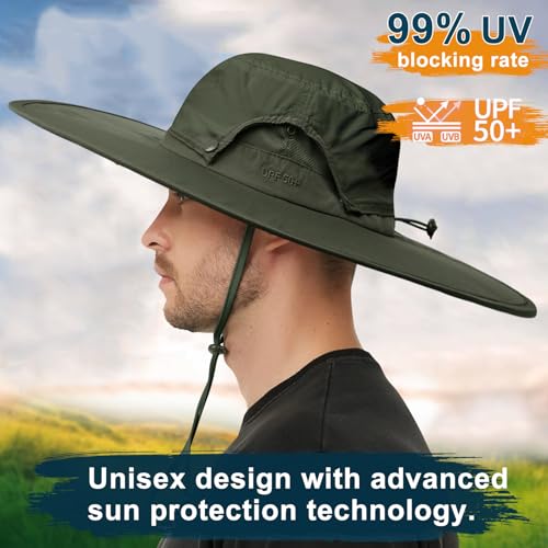 Cooltto L/XL/XXL Wide Brim Sun Hat UPF 50+, Waterproof & Breathable for Men, Women - for Fishing, Hiking, Camping & Traveling - Image 5
