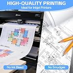 4 Rolls 24 in x 150 ft Plotter Paper, 20 lb CAD Bond Rolls | 80 GSM 92 Bright White Wide Format Paper with 2 in Core for CAD Drawings, Engineering Plans and Inkjet Printers