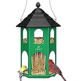 Kingsyard Metal Bird Feeder for Outdoor Hanging, Wild Bird Feeders with Circular Perch, Easy to Clean & Refill, 4 lbs Large Seed Capacity, Green