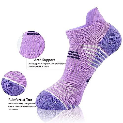 J.WMEET Womens Ankle Socks Athletic Cushioned Breathable Performance Sport Tab Cotton Quarter Women's Running Socks 6 Pack3