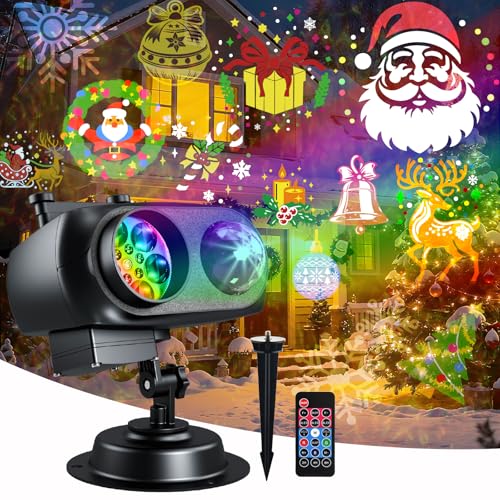 MOSSNDAR Weihnachtsdeko,Doppelmodus Dynamische Projektor Weihnachten...