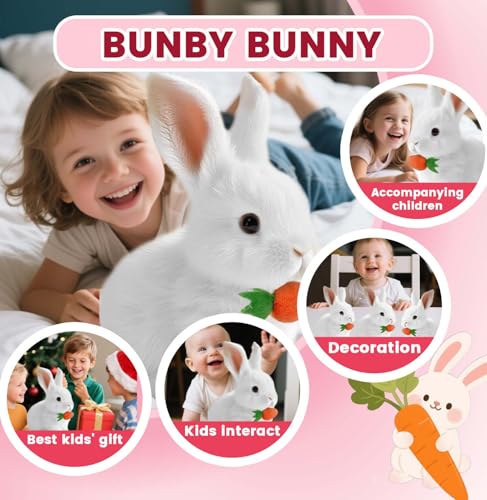 ANSTEN Interaktiver Bunny Pal - Mein Realistisches Kaninchen Spielzeug, 2025 Neu Hüpfendes Kaninchen Spielzeug mit Geräuschen, Ostern Plüschhase,Ostergeschenke Kinder, Jungen, Mädchen