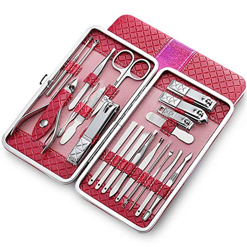 NIAGUOJI - Juego de 21 cortauñas de manicura y pedicura para viajes, kit de higiene profesional de acero inoxidable, juego de cuidado de cortadores de tijeras Cover