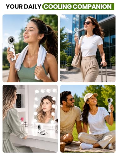Image of EcoNour Portable Handheld Fan - 5 Gear High Speed 13550 RPM Rechargeable Mini Personal Hand Fans that Blow Cold Air, Battery Powered Travel Fan Essentials, for Women, Men - White