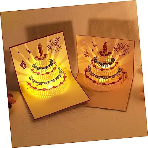 Carte anniversaire musicale et lumineuse gâteau 3D, lot de 3
