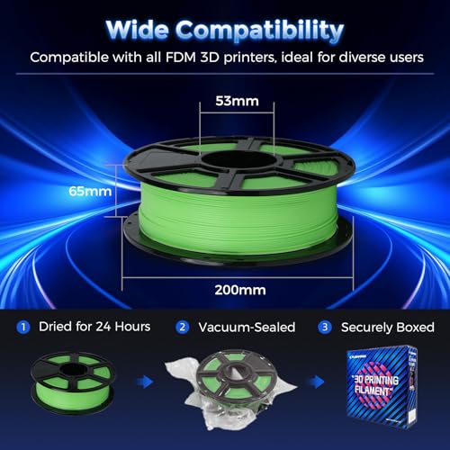 Image of FLASHFORGE Rapid PLA Filament 1.75mm Luminous Green, 500mm /s High Speed Printing, Glow in the Dark 3D Printer Filament 1kg Spool, Dimensional Accuracy + /- 0.02mm, Brilliant, Long-Lasting Glow