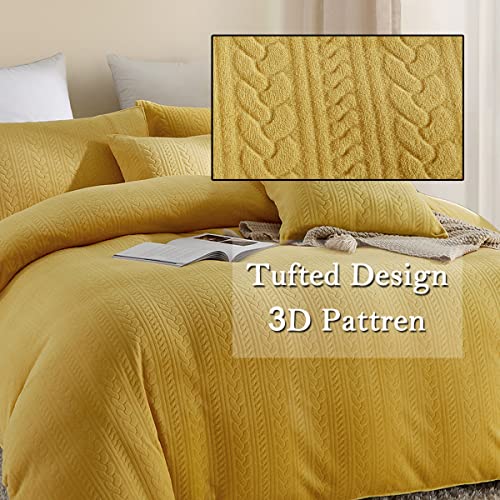 Lmonmoo Fluffy Duvet Cover Queen Size, 5 Pcs Tufted Plush Comforter Cover Set, Faux Fur Bedding Sets, Luxury Shaggy Velvet Ultra Soft Cozy Zipper Closure(Dandelion Yellow,Queen) #TOP2