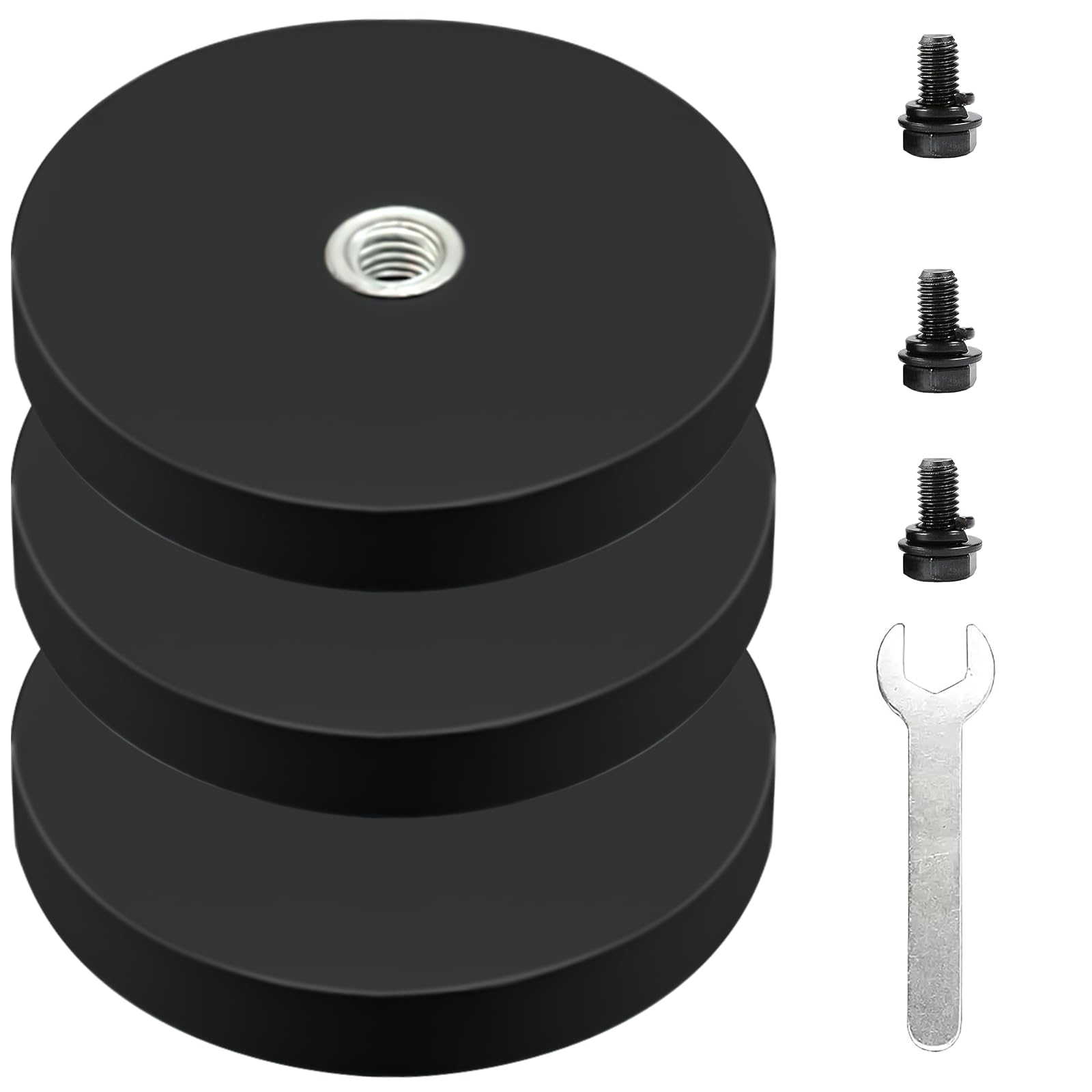 3 Magneti Al Neodimio Gommati Ø88mm - Forza 30kg Con Filettatura M6 | Per Fai Da Te E Lavoro - Foto 4