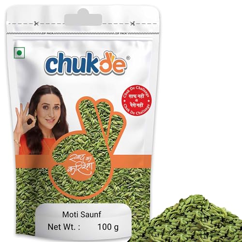 Image of Chukde Saunf Moti - 100 Gm | Digestive, Respiratory, Anti-inflammatory, Antimicrobial & Menstrual Health | Sweet Fennel Seeds (Pack of 3)