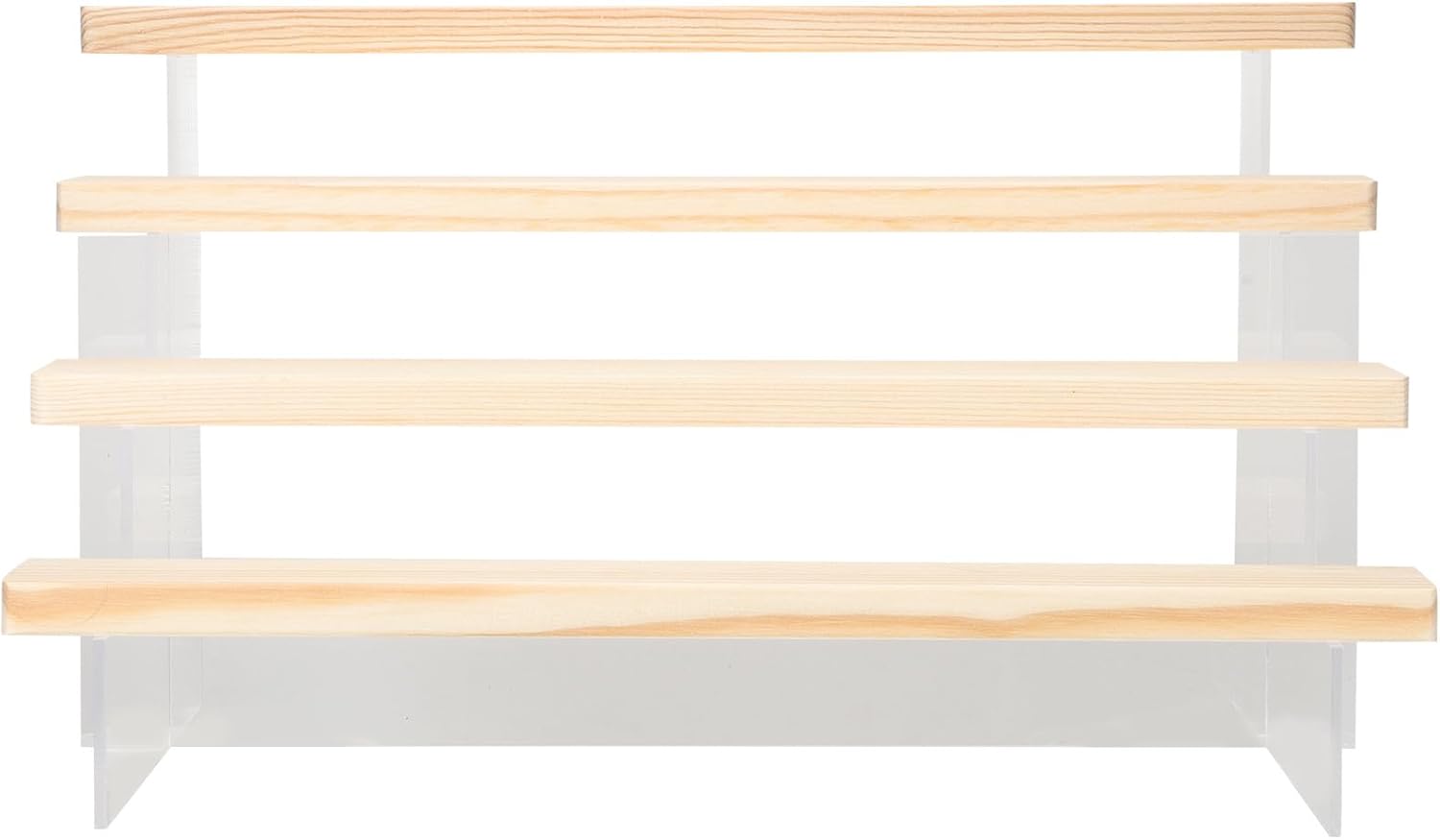 Wooden Figurine Display Stand 4-tier Acrylic Riser Shelf with Thickened Solid Wood Board 30cm Ladder Shelf for Model and Craft Display Home Décor