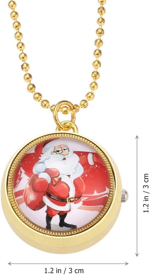 Christmas Pocket Watch, Fob Pocket Watch with Short Chain for Men Women with Rotatable Cover - Image 3