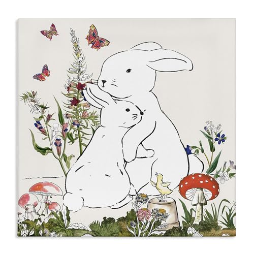 Rabbit Meadow Butterfly Garden, 17 x 17 Inch Canvas Wall Art