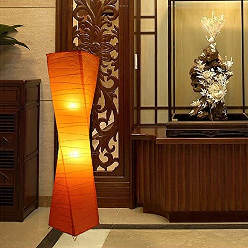 Lampadaire en papier de riz orange et métal pour salon - 3