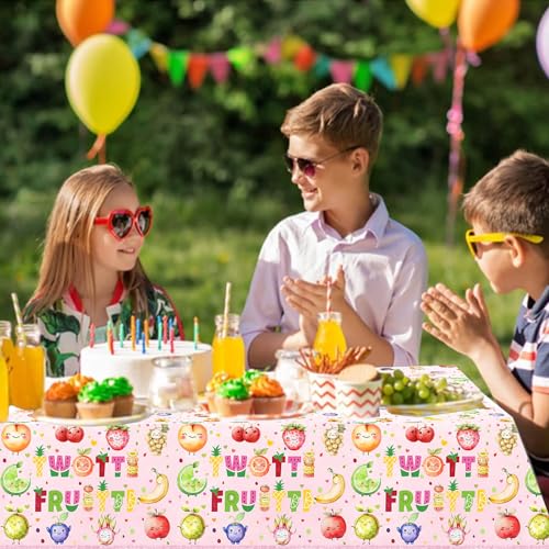 2 Pcs Twotti Frutti Tablecloth Summer Fruit Two Years Old Table Covers for Luau Fruit Lemon Watermelon Pineapple Strawberry Theme Girls 2nd Birthday Party Decorations Supplies by Letromp - Used condition - Image 5