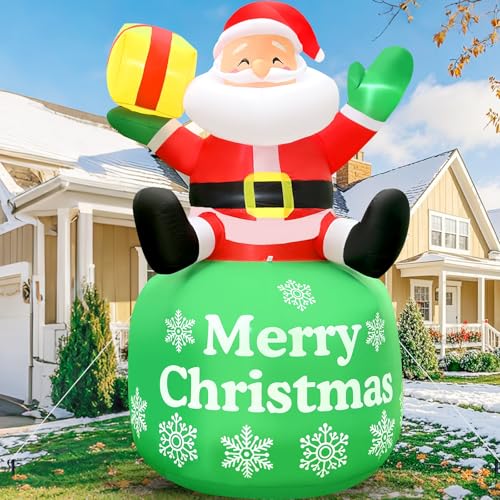 GIGLIM 8FT Christmas Inflatable Santa 8FT Sitting Santa Claus Christmas Inflatables Outdoor...