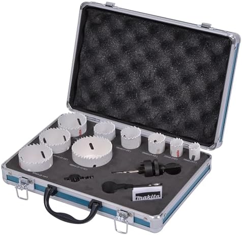 Makita D-47282 BiM-Lochsägen-Set 12-teilig im Alukoffer, Ø 19-68 mm, Schnitttiefe 38 mm, für Holz, Metall, Aluminium, Kunststoff