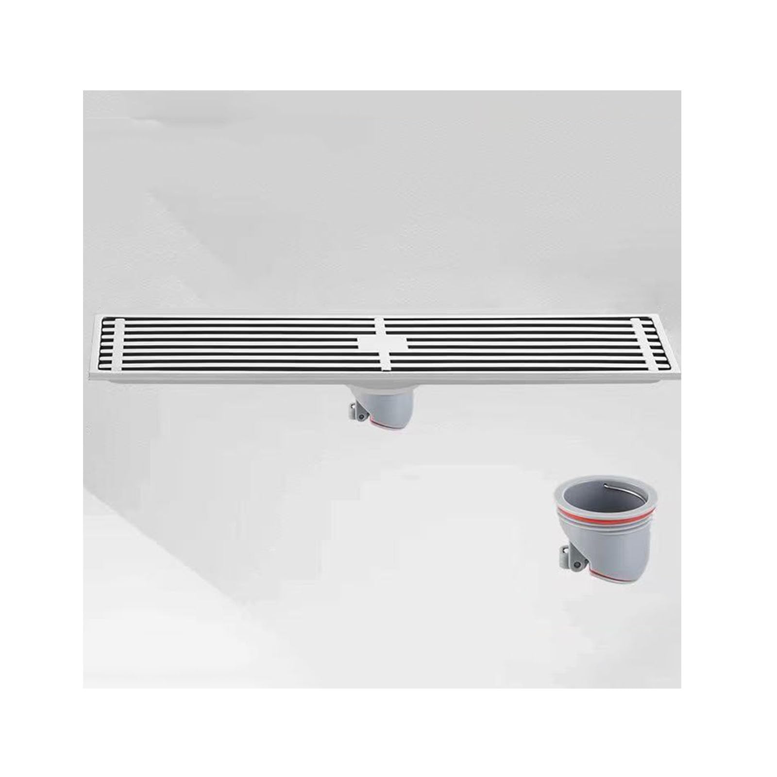 Rectangular Canaleta Ducha con Filtro De Pelo,Desagüe Lineal De Acero Inoxidable,Desagüe Canal Ducha para Inodoro Baño Cocina Balcón,Plata,B 8 * 30cm