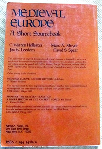 Medieval Europe. A Short Sourcebook 0394341899 Book Cover