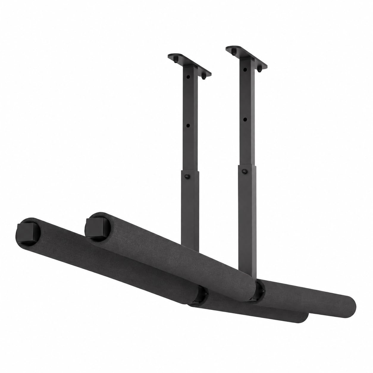 QLS Lot de 2 étagères suspendues pour plafond, échelle, kayak, planche de surf, rangement d'outils - Noir