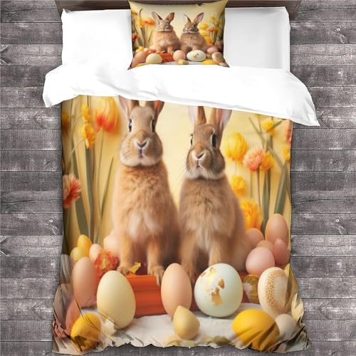 Parure de lit lapin IOFEER multicolore 135x200cm en microfibre - 4