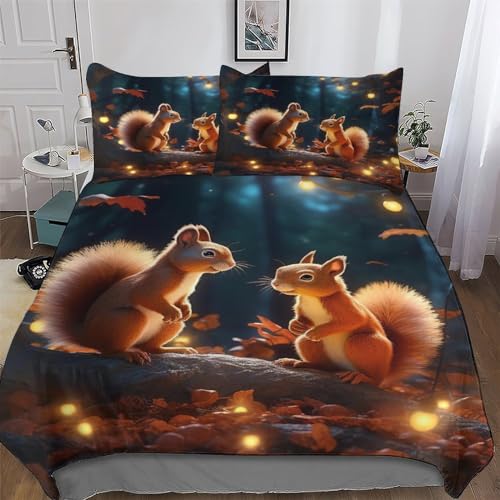 PAZZK Eichhörnchen 3D-Druck Bettwäsche & Kissenbezug - Bettbezüge Aus...