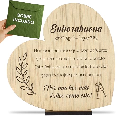 CONTRAXT Cartão de felicitações em madeira. Presentes para felicitar conquistas especiais presentes originais graduação trabalho homem mulher congratulations cards (parabéns)