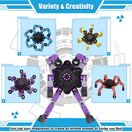 Deformable Fidget Spinners Toy For Kids Adult, Fidgeting Chain Fingertip Gyro, Transformable Robot Finger Hand Spinners, Stress Relief Easter Birthday Party Supply Gifts For Office Classroom 8 Pack #TOP4