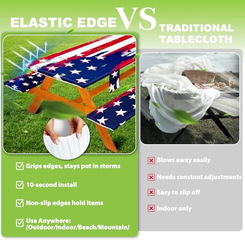 Picnic Table Cover with Bench Covers Table Cloth Tablecloth Summer Outdoor Rv Patio Tent Camping Glamping Campsite Camper Essentials Accessories Items Gear Gadgets Stuff Necessities Supplies Must Have by Wrakus - Used condition - Image 5