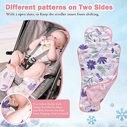 Image of Gel Car Seat Cooler Pad,1 Pack Double Sides-Universal Baby Stroller Ice Cushion,Summer Cooling Seat Liner,Multifunctional Suitable for Baby Dining Chair,Child Safety Seat (Pink Flowers +Peach)