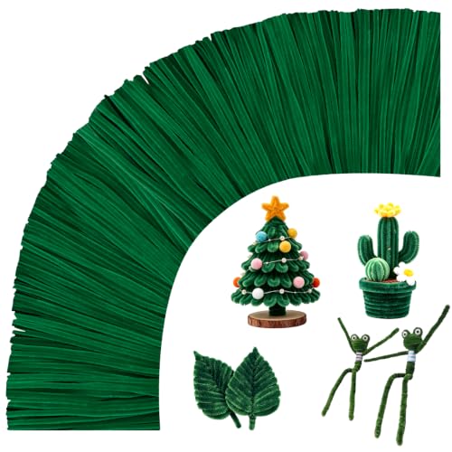 Image of VZF Green Pipe Cleaners,200pcs Chenille Stems,Craft Pipe Cleaners,Green Chenille Stems,Set of Bulk Craft Supplies for DIY Flowers,Arts,Crafts,Decorations,Toys for Ages 5-7