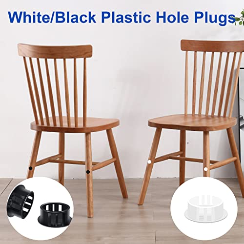 Image of Tnisesm 254Pcs 6 Sizes Nylon Plastic Hole Plug Kits 1 /5 inch 1 /4 inch 5 /16 inch 3 /8 inch 1 /2 inch 1 inch Round Drill Hole, Flush Type Panel Knockout Locking Plugs, Black Screw Covers for Furniture Cabinet Insert End Caps