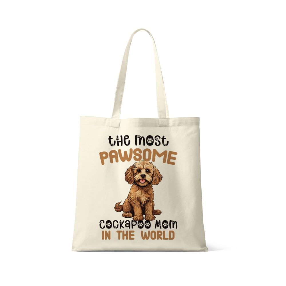 Getagift The Most Paw-some Cockapoo Mom – Gift for Dog Mom, Reusable Bag, Shopping Bag, Tote Bag. (Natural)