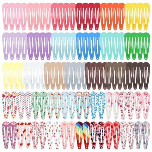 Obeoby 120 Stück 40 Farben Metall-Haarspangen mit Druckknopf, 5,1 cm Haarspangen, Haarschmuck für Mädchen, Frauen und Kinder (bunt)